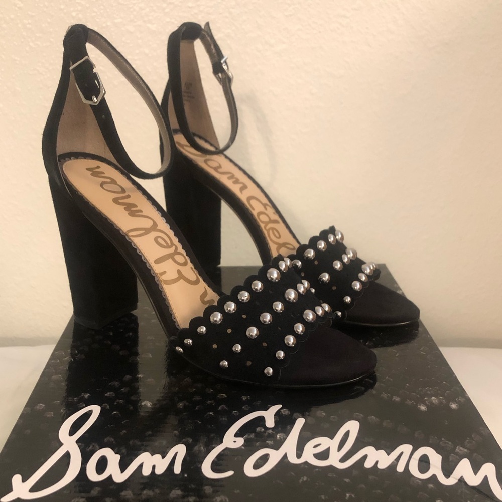 Sam Edelman Yaria Block Heel Suede Rounded Studs - Picture 6 of 13